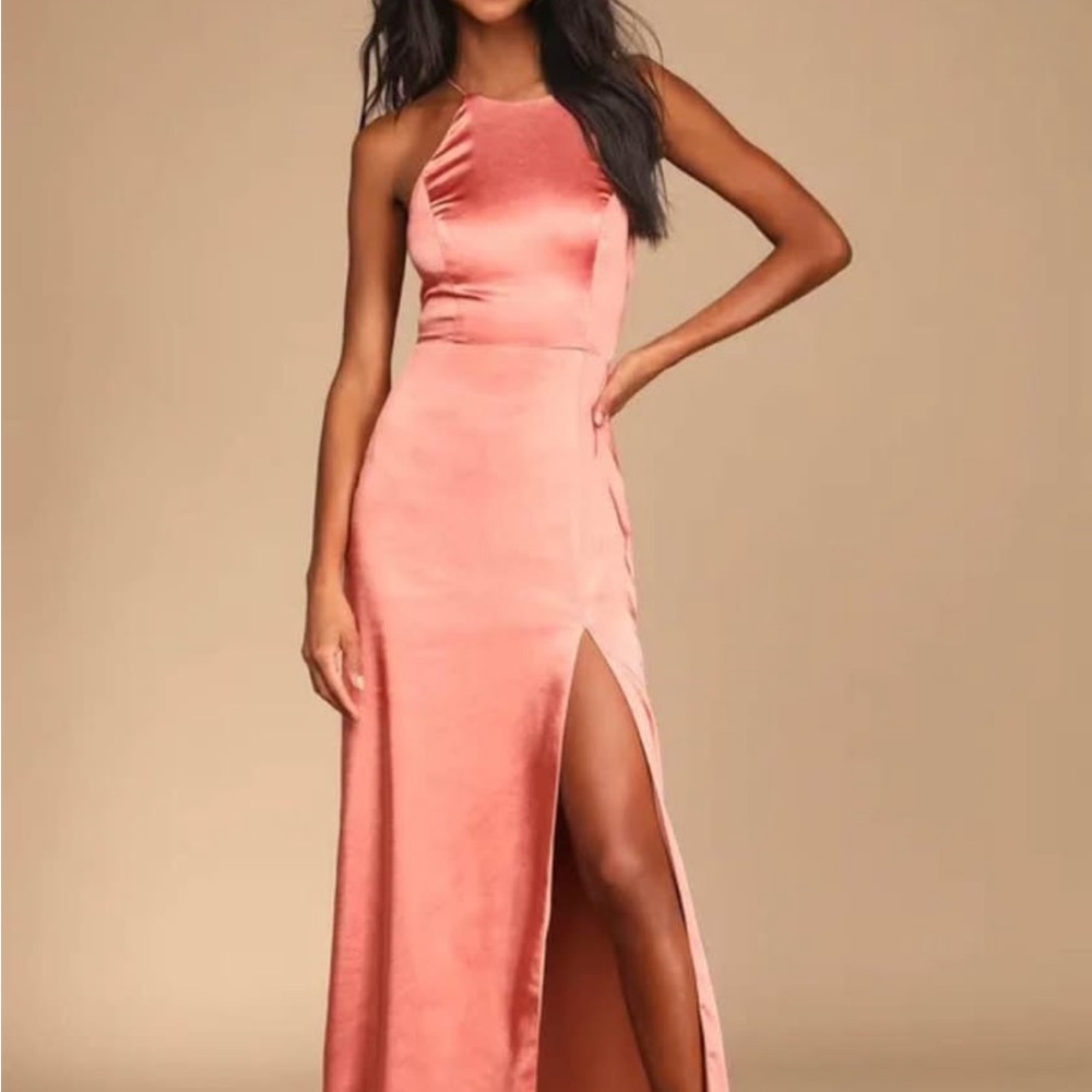 Lulus women medium maxi dress terracotta colour